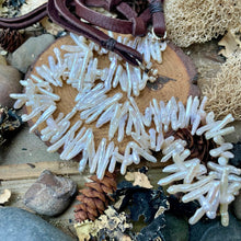 Load image into Gallery viewer, SALE Long or short White Freshwater Stick Pearl Leather Necklace