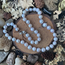 Load image into Gallery viewer, White Wrinkled Edison Pearls Sterling Lobster Necklace