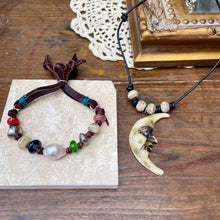 Load image into Gallery viewer, Antique Handmade Glass Edison Pearl Trade Bead Leather Bracelet