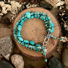 Load image into Gallery viewer, Triple Layer Turquoise Sterling Flower Clasp bracelet