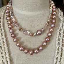 Load image into Gallery viewer, Natural Large High end Pink Edison Pearl Leather Necklace
