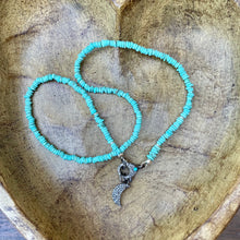Load image into Gallery viewer, Petite Sleeping Beauty Turquoise Pave Diamond Crescent Moon Necklace