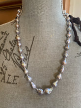Load image into Gallery viewer, SALE Versatile Length Silver Teardrop Edison Pearl Leather Necklace