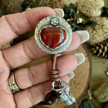 Load image into Gallery viewer, Luminous Silver Edison Pearl Custom Red Jasper Heart Button Bracelet