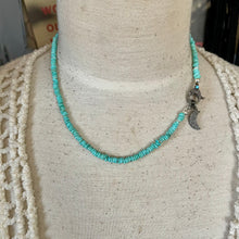 Load image into Gallery viewer, Petite Sleeping Beauty Turquoise Pave Diamond Crescent Moon Necklace