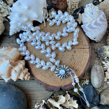Load image into Gallery viewer, Luminous Natural Freshwater Rice Pearls with custom artisan mabe pearl pendant