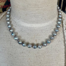 Load image into Gallery viewer, Silver Blue Akoya Pearls Sterling Lobster Necklace