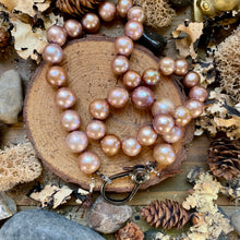 Load image into Gallery viewer, SALE Metallic Pink Bronze Edison Pearl Large Sterling Lobster Necklace