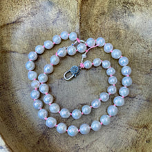 Load image into Gallery viewer, Luminous Round White Pearls Bubblegum Pink knotted Necklace