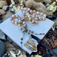 Load image into Gallery viewer, Natural Metallic Edison Pearl Sterling Necklace with custom Royston Ribbon Heart