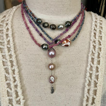 Load image into Gallery viewer, Petite Gemstone Ruby Sapphire Tahitian Pearl Luxe Necklace