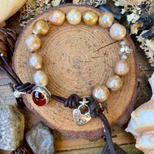 Load image into Gallery viewer, Golden Edison Pearls Custom Garnet Sterling Button Bracelet