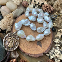 Load image into Gallery viewer, SALE Luminous White Baroque Pearls with Custom artisan Angel/Heart Pendant