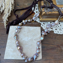 Load image into Gallery viewer, Wild Baroque Edison Pearl Leather Necklace