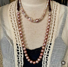 Load image into Gallery viewer, Luminous Natural Keishi Pearls with Edison pearls and Rose Quartz Nugget