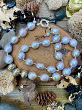 Load image into Gallery viewer, SALE Silver Edison Pearl Golden Hills Turquoise Necklace