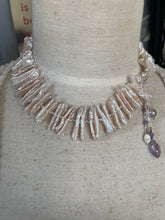 Load image into Gallery viewer, Blush Pink Freshwater Biwa Pearl Rubies and Pink Tourmaline Necklace
