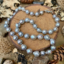 Load image into Gallery viewer, Silver Blue Akoya Pearls Sterling Lobster Necklace