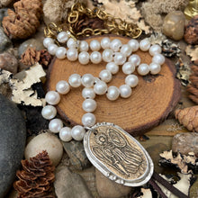 Load image into Gallery viewer, Luminous White Freshwater Pearls with custom artisan Angel/Heart Pendant