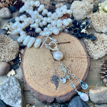 Load image into Gallery viewer, Freshwater Peanut Pearl Sterling Silver with Topaz Dangle Necklace