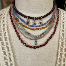 Load image into Gallery viewer, Petite Gemstone Ruby Sapphire Tahitian Pearl Luxe Necklace
