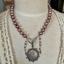 Load image into Gallery viewer, Natural Large High end Purple Mauve Edison Pearl Sterling Necklace
