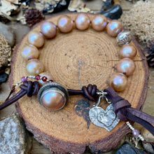 Load image into Gallery viewer, ON SALE Blush Smaller Edison Pearl Custom Mabe Pearl Button Bracelet