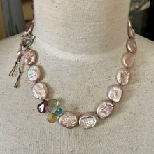 Load image into Gallery viewer, SALE Luminous Oval Coin Pearl Gemstone Briolette Necklace