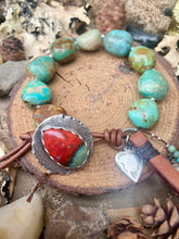 Load image into Gallery viewer, Natural Turquoise Nuggets Custom Sonoran Sunrise Chrysocolla Sterling button