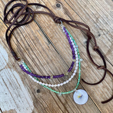 Load image into Gallery viewer, SALE Jadeite, Baroque Pearl Amethyst Gemstone Hand Enameled Pendant Necklace