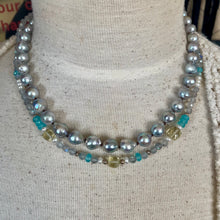 Load image into Gallery viewer, Silver Blue Akoya Pearls Sterling Lobster Necklace