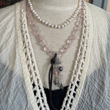 Load image into Gallery viewer, SALE Long or short Rose Quartz White Pearl Necklace