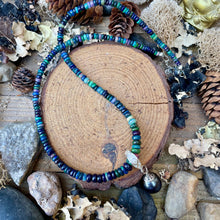 Load image into Gallery viewer, Petite Black Opal necklace with baroque Tahitian Pearl Pendant