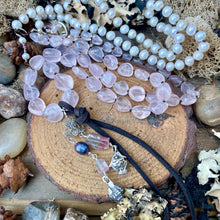 Load image into Gallery viewer, SALE Long or short Rose Quartz White Pearl Necklace