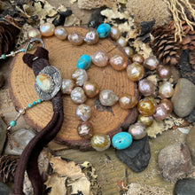 Load image into Gallery viewer, Rustic Edison Pearls, Turquoise Nuggets, Royston Ribbon Turquoise button