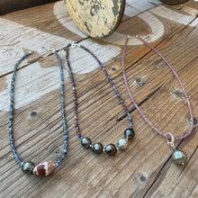 Load image into Gallery viewer, Devil Aquamarine Tahitian Pearl Hawaiian Seashell Necklace