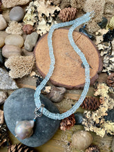 Load image into Gallery viewer, SALE Aquamarine Tyre Beaded Necklace with Baroque Pearl Pendant