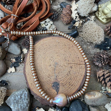 Load image into Gallery viewer, Bronze Button Pearls Baroque Leather Versatile Length necklace