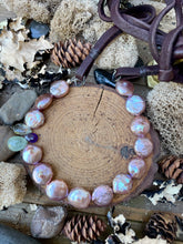Load image into Gallery viewer, SALE Pink Coin Pearl and Gemstone Leather Necklace