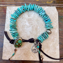 Load image into Gallery viewer, Baby Blue Turquoise Heishi Custom Sterling Teardrop Turquoise Button Bracelet