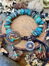 Load image into Gallery viewer, SALE Blue Turquoise Heishi Custom Royston Ribbon Turquoise Button Bracelet