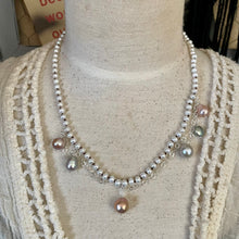 Load image into Gallery viewer, Luminous Natural Freshwater White Pearls, Sterling Chain and Pearl Droplets