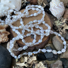 Load image into Gallery viewer, Long Luminous White Keshi Pearl Necklace