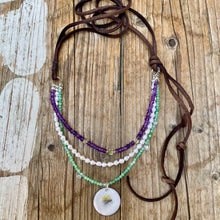 Load image into Gallery viewer, SALE Jadeite, Baroque Pearl Amethyst Gemstone Hand Enameled Pendant Necklace