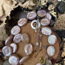 Load image into Gallery viewer, SALE Luminous Oval Coin Pearl Gemstone Briolette Necklace