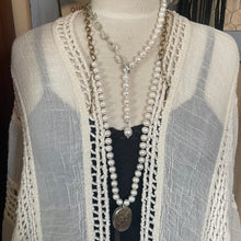 Load image into Gallery viewer, Luminous White Freshwater Pearls with custom artisan Angel/Heart Pendant