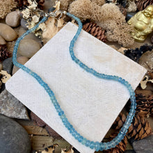 Load image into Gallery viewer, Aquamarine Rondelle Beaded Necklace with Baroque Pearl Pendant