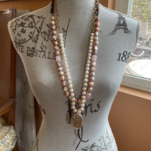 Load image into Gallery viewer, Luminous White Freshwater Pearls with custom artisan Angel/Heart Pendant
