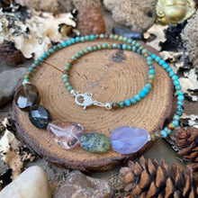 Load image into Gallery viewer, Natural Turquoise Round Beads, multi Gemstone Sterling Necklace