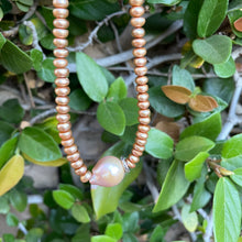 Load image into Gallery viewer, Bronze Button Pearls Baroque Leather Versatile Length necklace